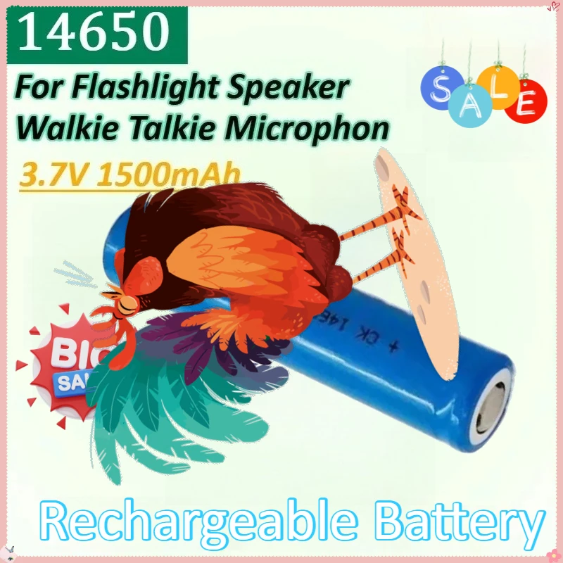 New 2PCS 14650 3.7V 1500mAh Lithium Ion Li-ion Rechargeable Battery for Flashlight Speaker Walkie Talkie Microphone Batteries
New 2PCS 14650 3.7V 1500mAh Lithium Ion Li-ion Rechargeable Battery for Flashlight Speaker Walkie Talkie Microphone Batteries