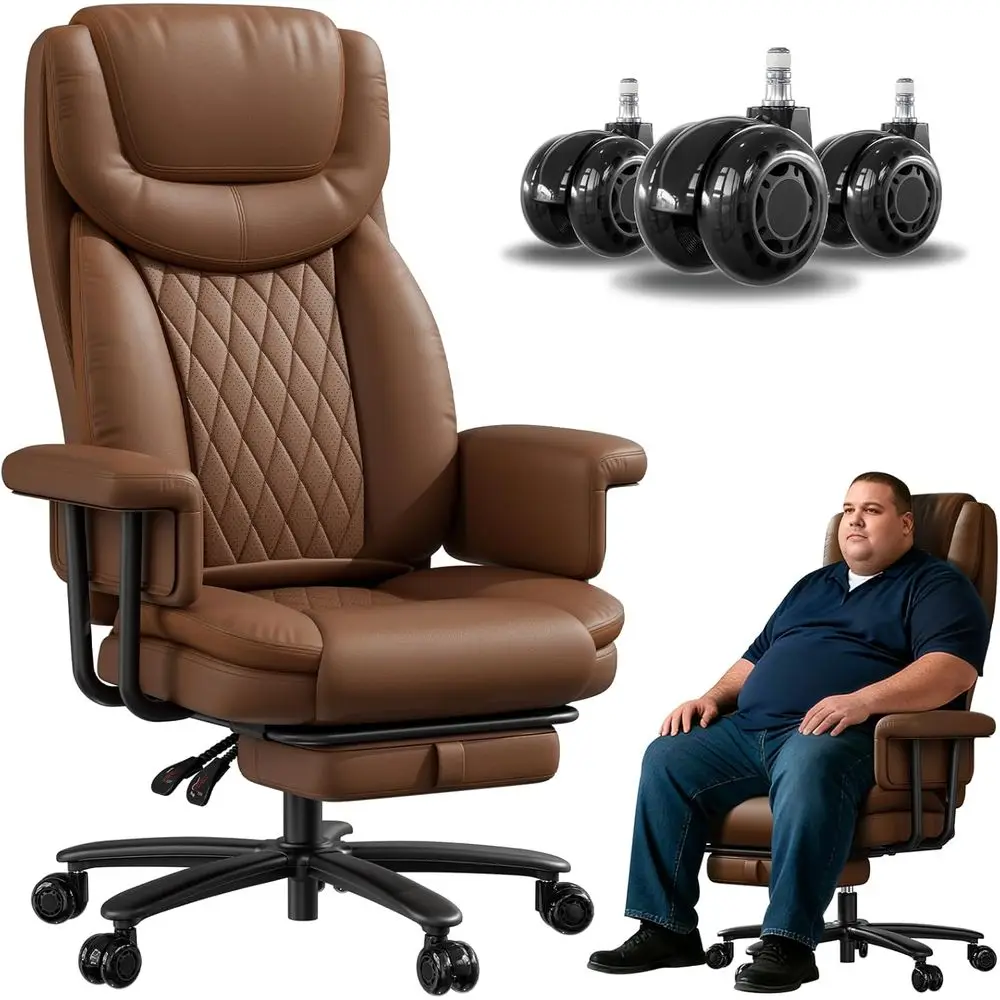 Premium Heavy-Duty Big and Tall Office Chair, 165° Recline, Footrest, Quiet Wheels, Adjustable Height, Brown
Premium Heavy-Duty Big and Tall Office Chair, 165° Recline, Footrest, Quiet Wheels, Adjustable Height, Brown
