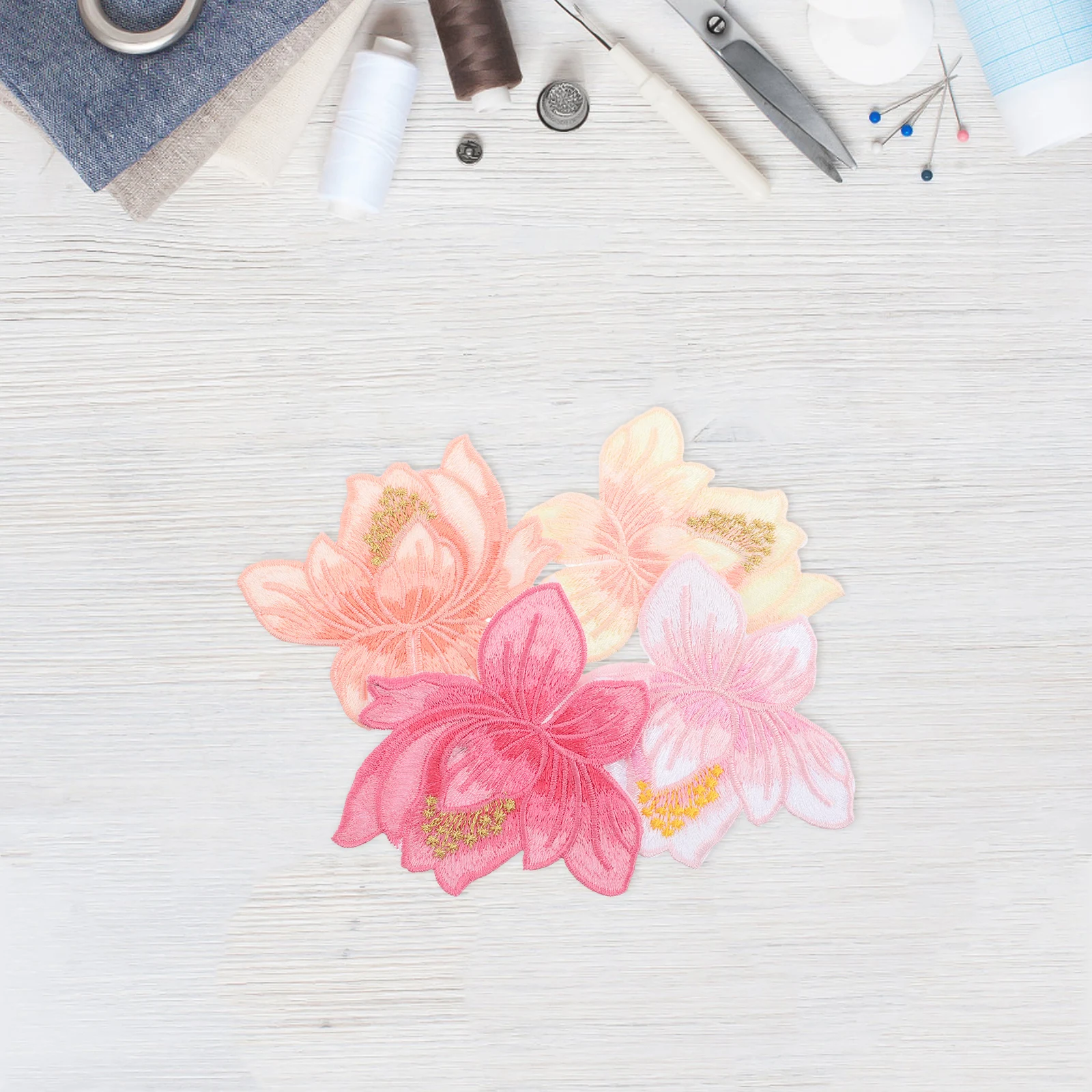 4pcs Lotus Embroidery Patches Handmade Blossom Appliques Iron On Flower Fabric Peony Sewing Patches Clothing Accessories
4pcs Lotus Embroidery Patches Handmade Blossom Appliques Iron On Flower Fabric Peony Sewing Patches Clothing Accessories
