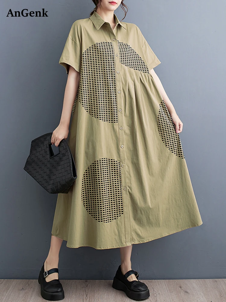 Khaki Vintage Plaid Print Patchwork Shirt Dresses For Women 2024 Summer New Short Sleeve Loose Casual Midi Dress Elegant Clothes
Khaki Vintage Plaid Print Patchwork Shirt Dresses For Women 2024 Summer New Short Sleeve Loose Casual Midi Dress Elegant Clothes