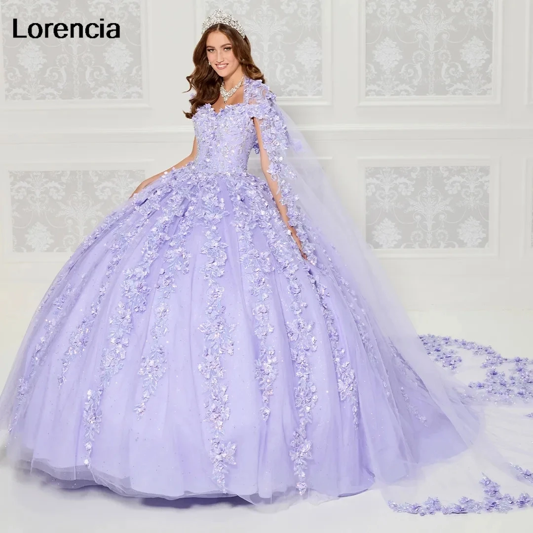 Lorencia Lilac Quinceanera Dress 2024 Ball Gown Floral Lace Applique Beaded With Cape Corset Sweet 16 Vestidos De 15 Años YQD775
Lorencia Lilac Quinceanera Dress 2024 Ball Gown Floral Lace Applique Beaded With Cape Corset Sweet 16 Vestidos De 15 Años YQD775