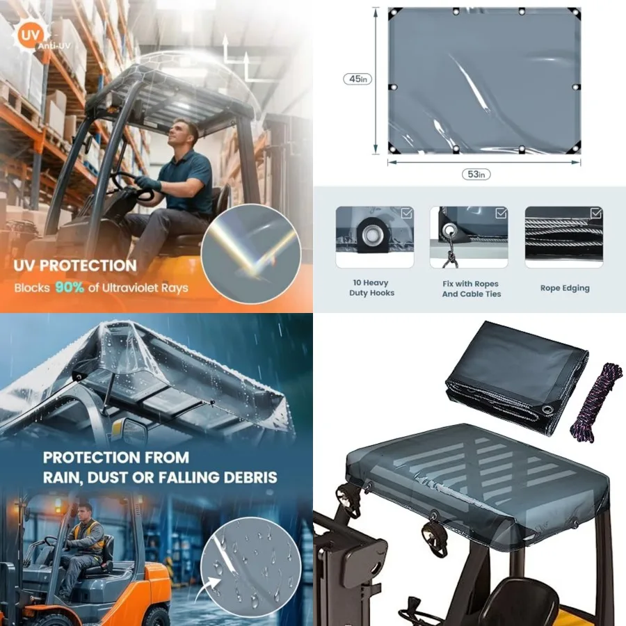 53 x 45in Universal Forklift Cover, Semi-Transparent Design Unobstructed View UV Protection Rain Cover Forklift Accessories, In
53 x 45in Universal Forklift Cover, Semi-Transparent Design Unobstructed View UV Protection Rain Cover Forklift Accessories, In