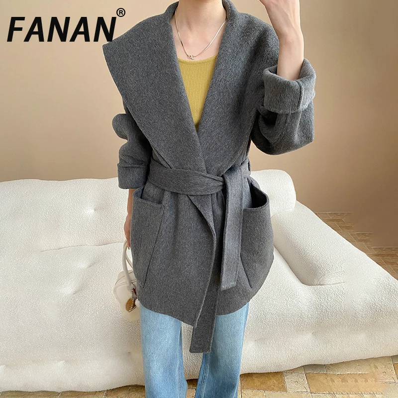 FANAN Women's Wool Coats Lapel Belt Gathered Waist Thick Warm Short Outwear Office Lady Clothing Female Jackets Winter New
FANAN Women's Wool Coats Lapel Belt Gathered Waist Thick Warm Short Outwear Office Lady Clothing Female Jackets Winter New