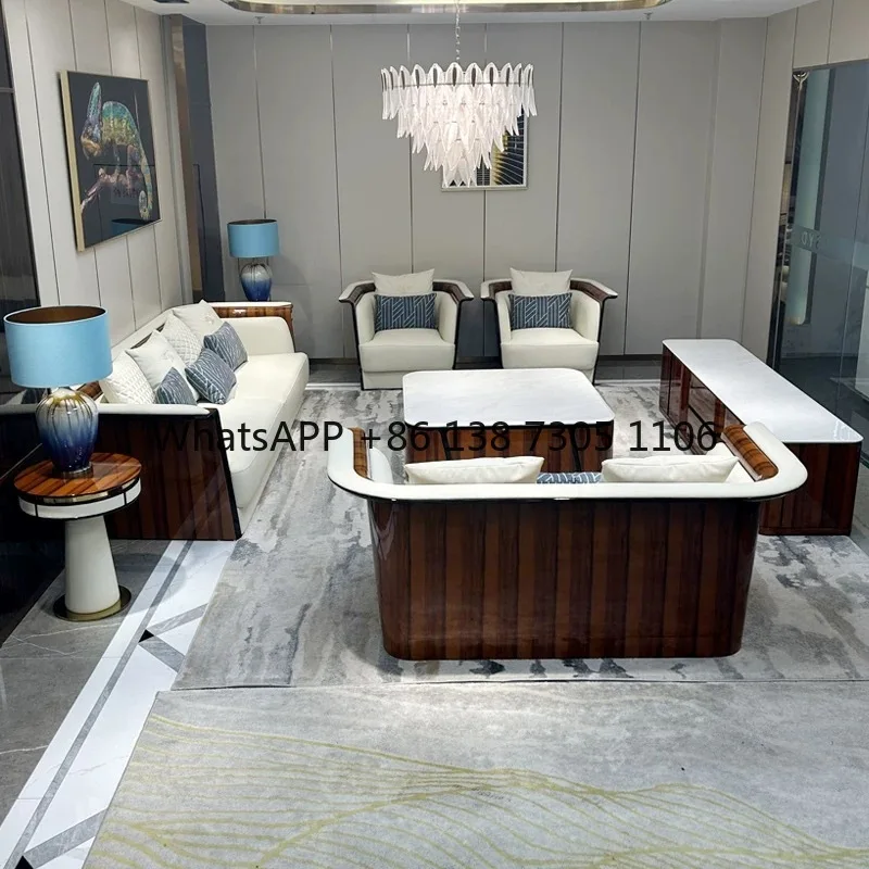 Легкий роскошный кожаный диван из воловьей кожи первого слоя, постмодернистский роскошный диван для виллы, гостиной 123, комбинированный диван
Легкий роскошный кожаный диван из воловьей кожи первого слоя, постмодернистский роскошный диван для виллы, гостиной 123, комбинированный диван