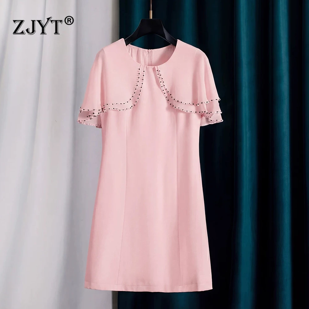 ZJYT Summer Woman Dress Elegant Casual Party Cloak Sleeve Beading White Pink Short Dresses Female Clothing Vestidos Ladies
ZJYT Summer Woman Dress Elegant Casual Party Cloak Sleeve Beading White Pink Short Dresses Female Clothing Vestidos Ladies