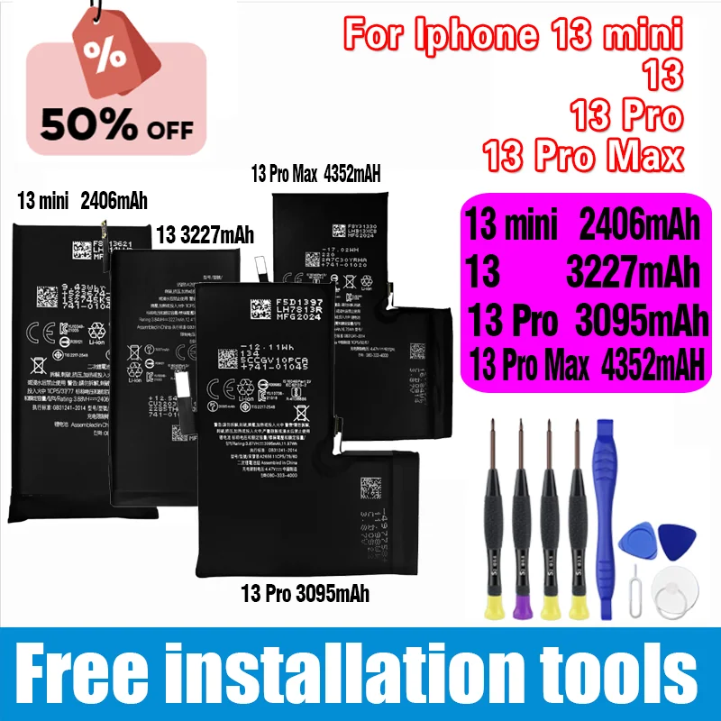 High-Quality Replacement battery For iPhone 13mini 2406mAh 13 3227mAh 13 Pro 3095mAh 13 Pro Max 4352mAh Mobile Phone Battery
High-Quality Replacement battery For iPhone 13mini 2406mAh 13 3227mAh 13 Pro 3095mAh 13 Pro Max 4352mAh Mobile Phone Battery