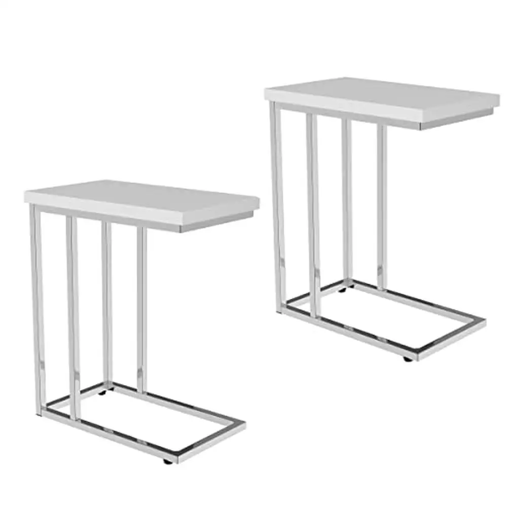 C-Shaped End Tables Set of 2 Modern White Side Table with Chrome Base Sleek Living Room Furniture
C-Shaped End Tables Set of 2 Modern White Side Table with Chrome Base Sleek Living Room Furniture