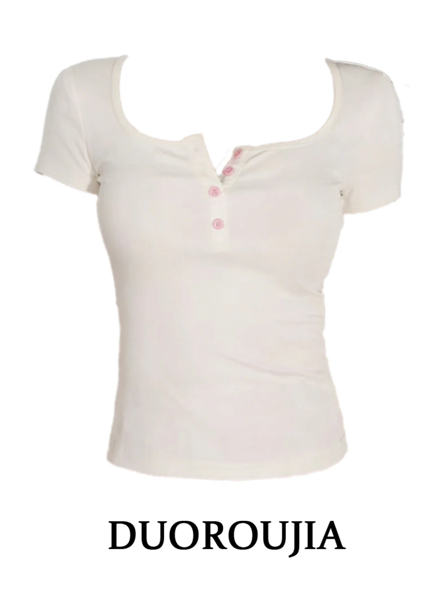 Slim Fit Short Sleeve T-Shirt Women plus Size Button up Halter Neck Summer Slimming Top Korean Style High Waist Printed Tee
Slim Fit Short Sleeve T-Shirt Women plus Size Button up Halter Neck Summer Slimming Top Korean Style High Waist Printed Tee
