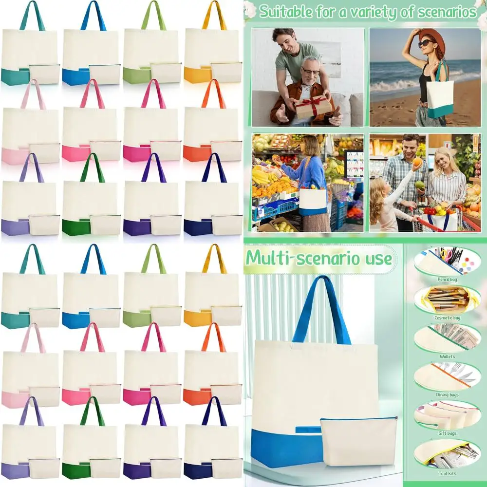 Набор из 24 холщовых сумок-тоутов на молнии, 18,5-дюймовые хлопковые сумки для покупок, многоразовые косметички
Набор из 24 холщовых сумок-тоутов на молнии, 18,5-дюймовые хлопковые сумки для покупок, многоразовые косметички