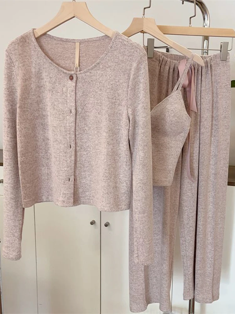 Autumn Women 3 Pieces Set Long Sleeve Coat Elastic Cardigan Jacket Women Top High Waist Wide Leg Pants Korean Lady Trousers
Autumn Women 3 Pieces Set Long Sleeve Coat Elastic Cardigan Jacket Women Top High Waist Wide Leg Pants Korean Lady Trousers