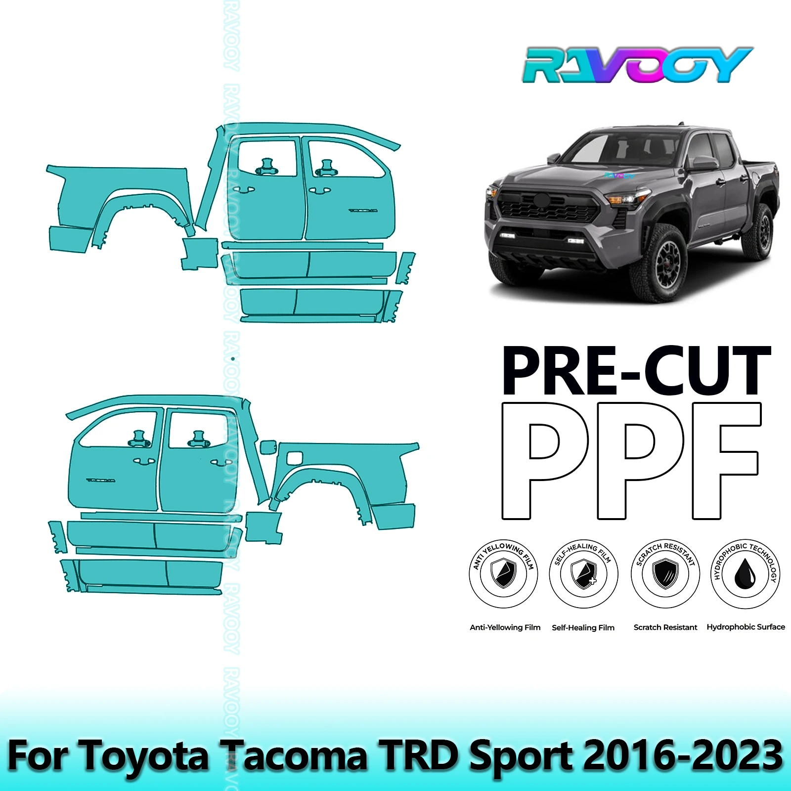 For Toyota Tacoma TRD Sport 2016-2023 8.5mil Clear Matte Pre-Cut PPF Door & A/B Pillar Kit TPU Paint Protection Film Set
For Toyota Tacoma TRD Sport 2016-2023 8.5mil Clear Matte Pre-Cut PPF Door & A/B Pillar Kit TPU Paint Protection Film Set