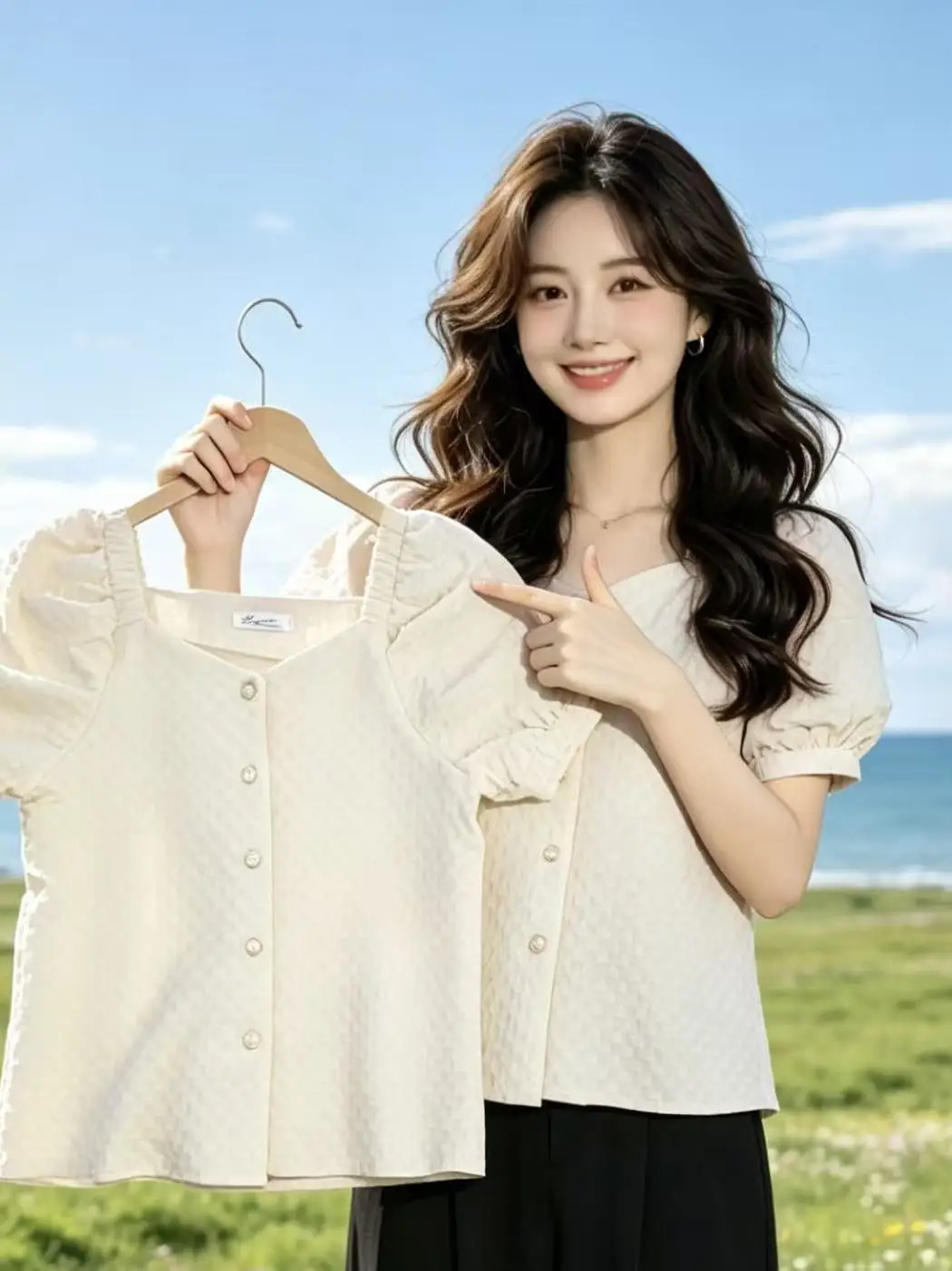 Fashionable Retro Square Collar Short Sleeve Women's Shirt Bubble Sleeve Chiffon Top Korean Style Design Sensation Market
Fashionable Retro Square Collar Short Sleeve Women's Shirt Bubble Sleeve Chiffon Top Korean Style Design Sensation Market