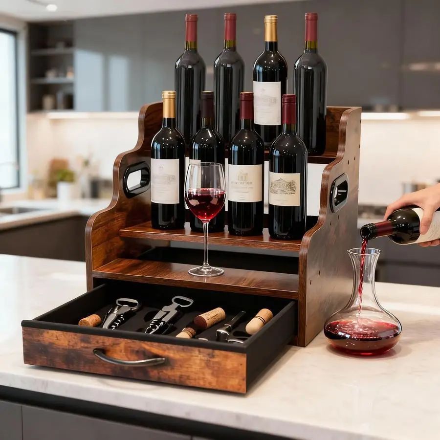 Liquor Bottle Display Shelf with Drawers Holds 12 Bottles amp 36 KCups, Countertop Wine Rack, Coffee Syrup Rack, for Mini Bar, W
Liquor Bottle Display Shelf with Drawers Holds 12 Bottles amp 36 KCups, Countertop Wine Rack, Coffee Syrup Rack, for Mini Bar, W