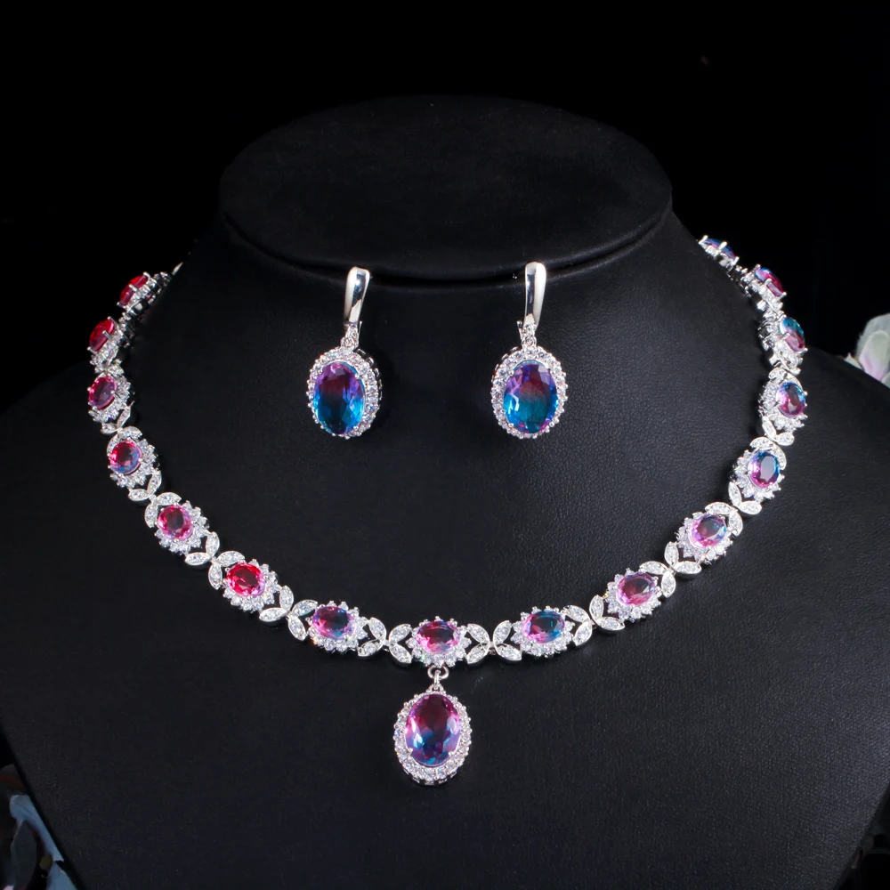 ThreeGraces Fashion Mystical Rainbow Cubic Zirconia Silver Color Elegant Hoop Earrings and Necklace Jewelry Set for Women TZ992
ThreeGraces Fashion Mystical Rainbow Cubic Zirconia Silver Color Elegant Hoop Earrings and Necklace Jewelry Set for Women TZ992