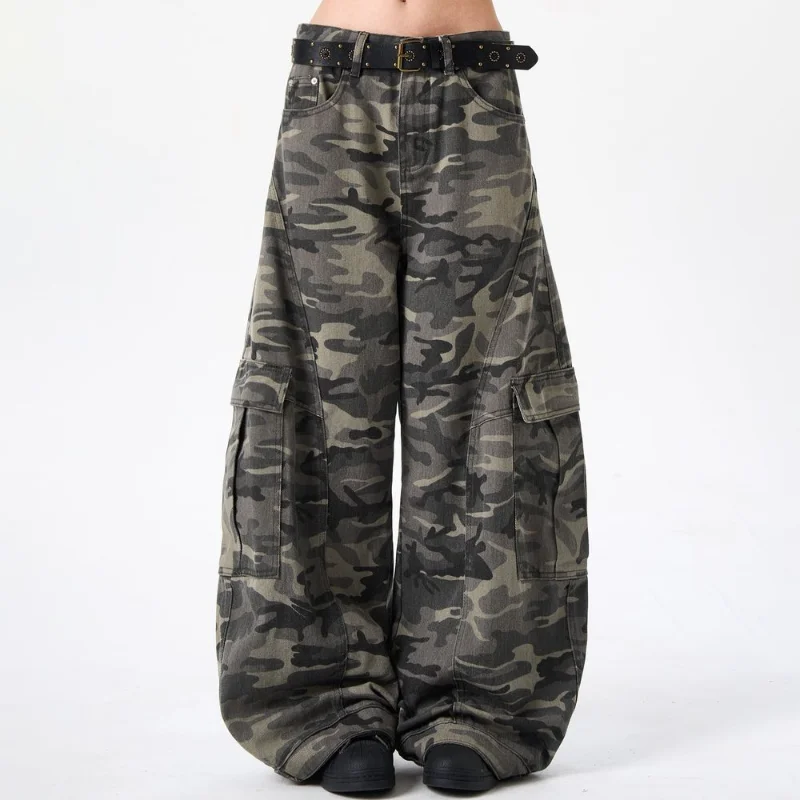 Unisex Camouflage Wide Leg Cargo Pants Loose Fit Denim Trousers With Belt Casual Streetwear Pants
Unisex Camouflage Wide Leg Cargo Pants Loose Fit Denim Trousers With Belt Casual Streetwear Pants