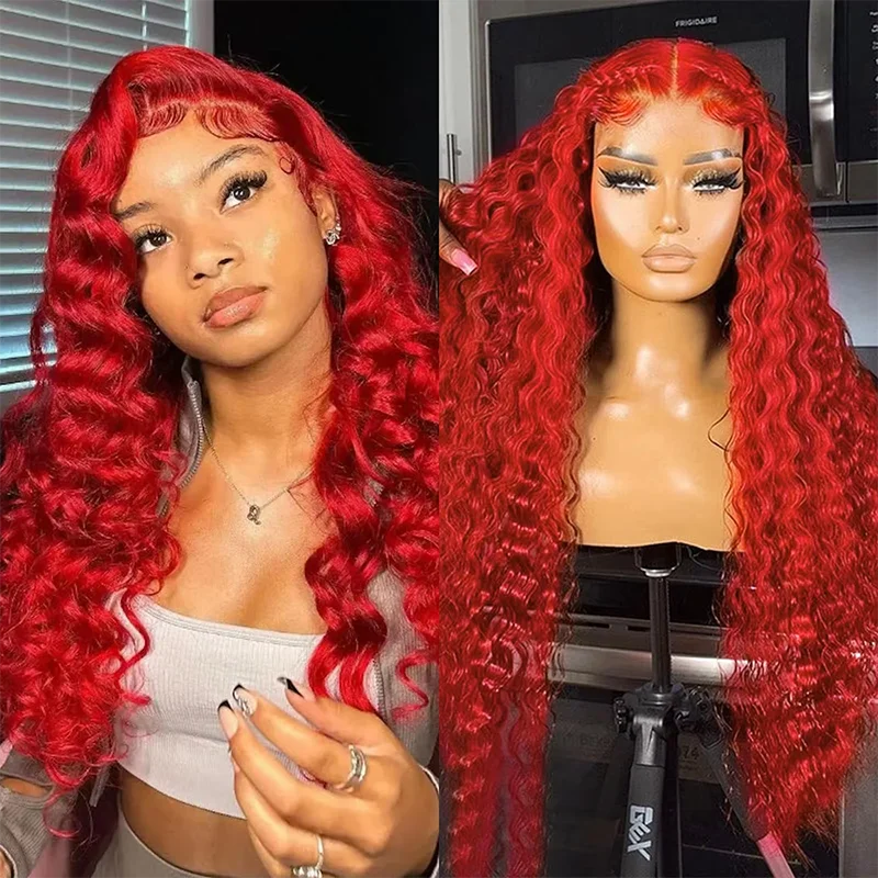 250% 13X6 Hd Transparent Lace Frontal Wig Deep Wave Red Colored Lace Front Human Hair Wigs 40Inch Brazilian Curly Human Hair Wig
250% 13X6 Hd Transparent Lace Frontal Wig Deep Wave Red Colored Lace Front Human Hair Wigs 40Inch Brazilian Curly Human Hair Wig