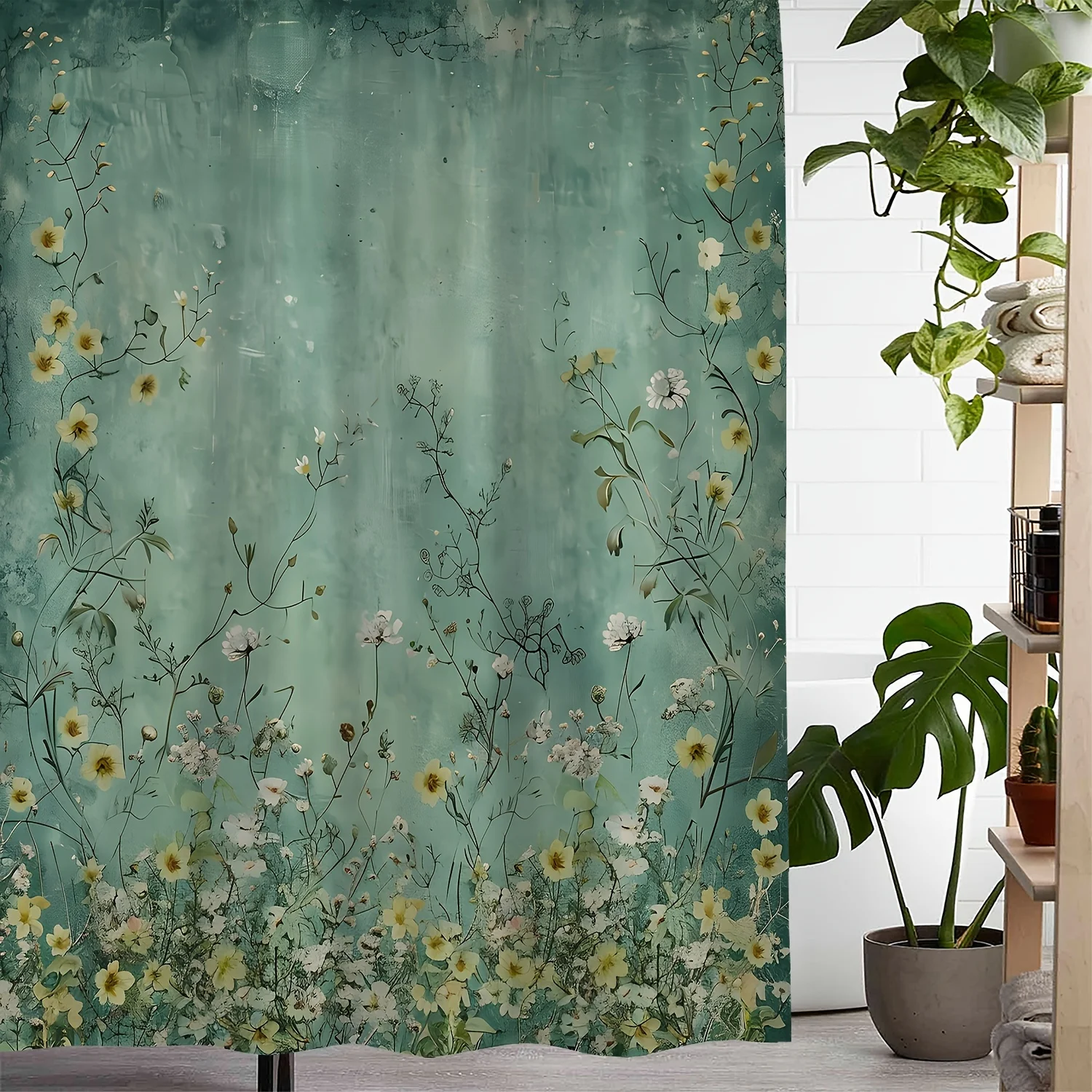 Винтажная занавеска для душа с цветочным и листяным принтом и 12 крючками — водонепроницаемый полиэстер, зелено-белый цветочный дизайн для ванной комнаты Dec
Винтажная занавеска для душа с цветочным и листяным принтом и 12 крючками — водонепроницаемый полиэстер, зелено-белый цветочный дизайн для ванной комнаты Dec