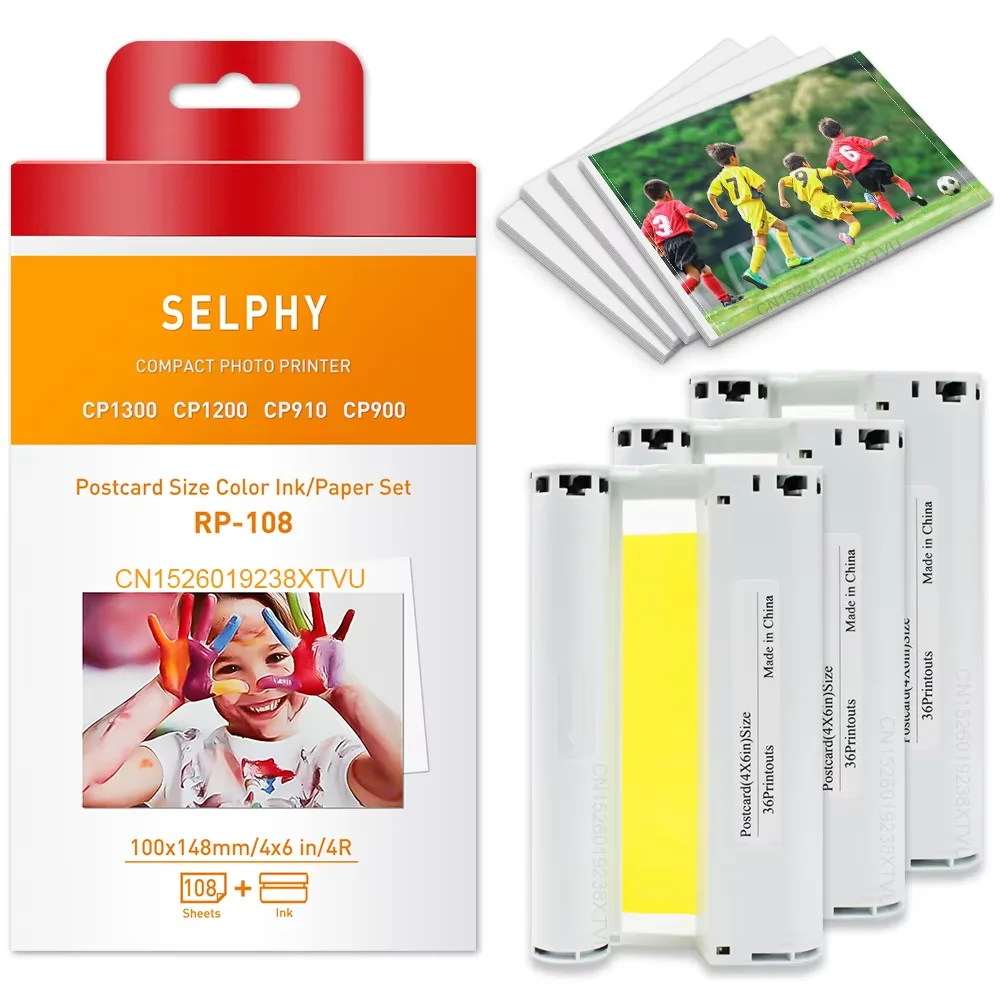 KP108IN 6 Inch Compatible for Canon Selphy Color Ink and Paper Set CP1500 CP1300 CP1200 CP910 CP900 Photo Paper Printer
KP108IN 6 Inch Compatible for Canon Selphy Color Ink and Paper Set CP1500 CP1300 CP1200 CP910 CP900 Photo Paper Printer