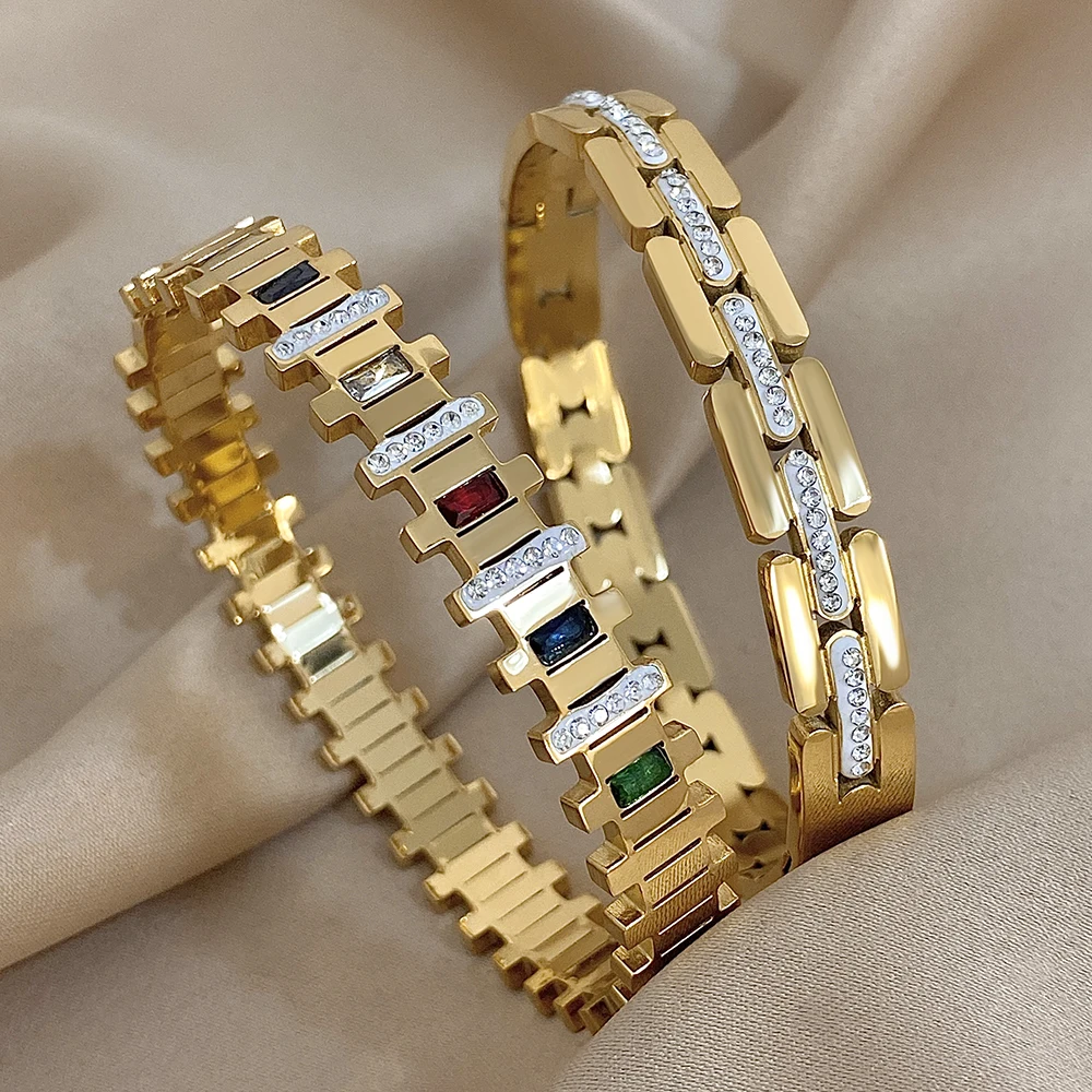 Freetry New Inlaid Rhinestone Strap Bracelet Stainless Steel Bangles for Women Vintage Round Wide Cuff Bangle Waterproof Jewelry
Freetry New Inlaid Rhinestone Strap Bracelet Stainless Steel Bangles for Women Vintage Round Wide Cuff Bangle Waterproof Jewelry