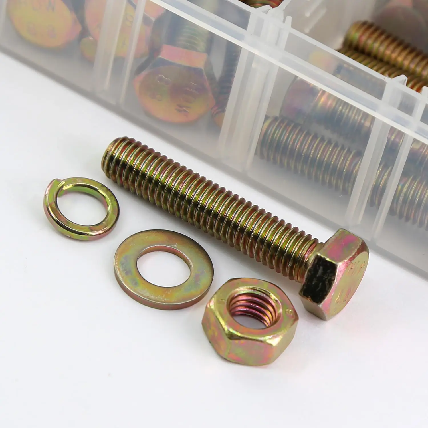 860-piece set of 8.8-grade metric bolts, including M4, M5, and M6 bolts, nuts, and washers, in 14 common sizes
860-piece set of 8.8-grade metric bolts, including M4, M5, and M6 bolts, nuts, and washers, in 14 common sizes