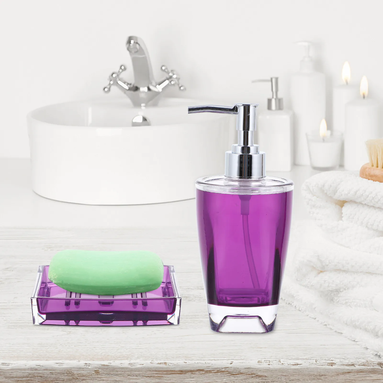 Набор аксессуаров для ванной комнаты из 4 предметов: мыльница, держатель для зубных щеток, дозатор для мыла, стакан для полоскания рта. Для дома, отеля, семьи.
Набор аксессуаров для ванной комнаты из 4 предметов: мыльница, держатель для зубных щеток, дозатор для мыла, стакан для полоскания рта. Для дома, отеля, семьи.