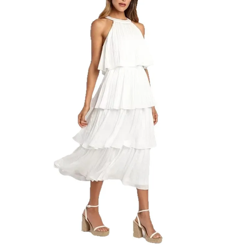 2026 Summer Hlater Sleeveless Tiers Mid Length Dress White
2026 Summer Hlater Sleeveless Tiers Mid Length Dress White