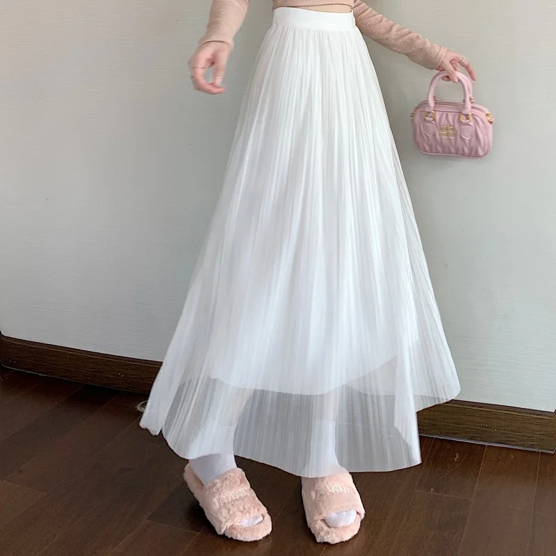 Белая юбка женская длинная корейская осенне-зимняя сетчатая фея повседневная модная универсальная простая стильная внутренняя плиссированная юбка
Белая юбка женская длинная корейская осенне-зимняя сетчатая фея повседневная модная универсальная простая стильная внутренняя плиссированная юбка