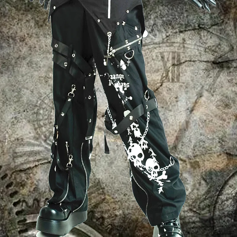 Y2k Punk Kill Matt Rock Gothic style Chain Strap Mens Pants Skull Pattern Graffiti Pants Neutral Women's straight Leg pants
Y2k Punk Kill Matt Rock Gothic style Chain Strap Mens Pants Skull Pattern Graffiti Pants Neutral Women's straight Leg pants