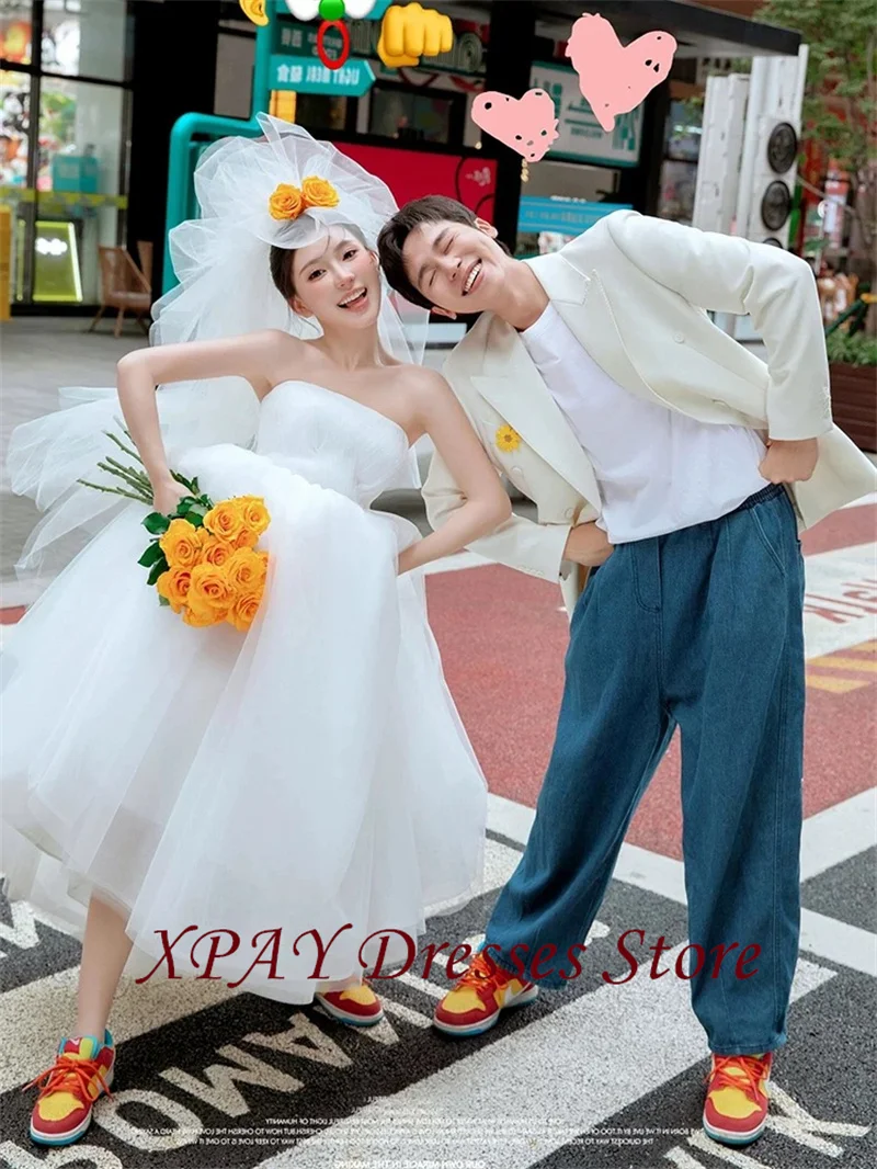 XPAY Simple A Line White Tulle Wedding Party Dresses Korea photography Ankle Length Bride Gowns Corset Back Customized Princess
XPAY Simple A Line White Tulle Wedding Party Dresses Korea photography Ankle Length Bride Gowns Corset Back Customized Princess