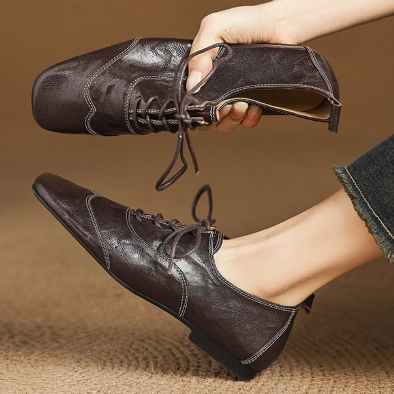 Women's Casual Flats Shoes Sheepskin Summer Brown Lace-up Moccasins Genuine Leather Walking Loafers Shoe Female Zapatillas Mujer
Women's Casual Flats Shoes Sheepskin Summer Brown Lace-up Moccasins Genuine Leather Walking Loafers Shoe Female Zapatillas Mujer