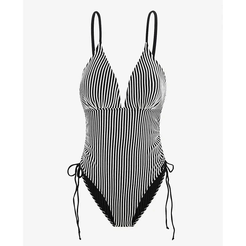Simple Striped Bathing Suit Women Sexy Triangle V Neck Backless Side Drawstring One Piece Swimsuit 2025 New Fashion Beachwear
Simple Striped Bathing Suit Women Sexy Triangle V Neck Backless Side Drawstring One Piece Swimsuit 2025 New Fashion Beachwear