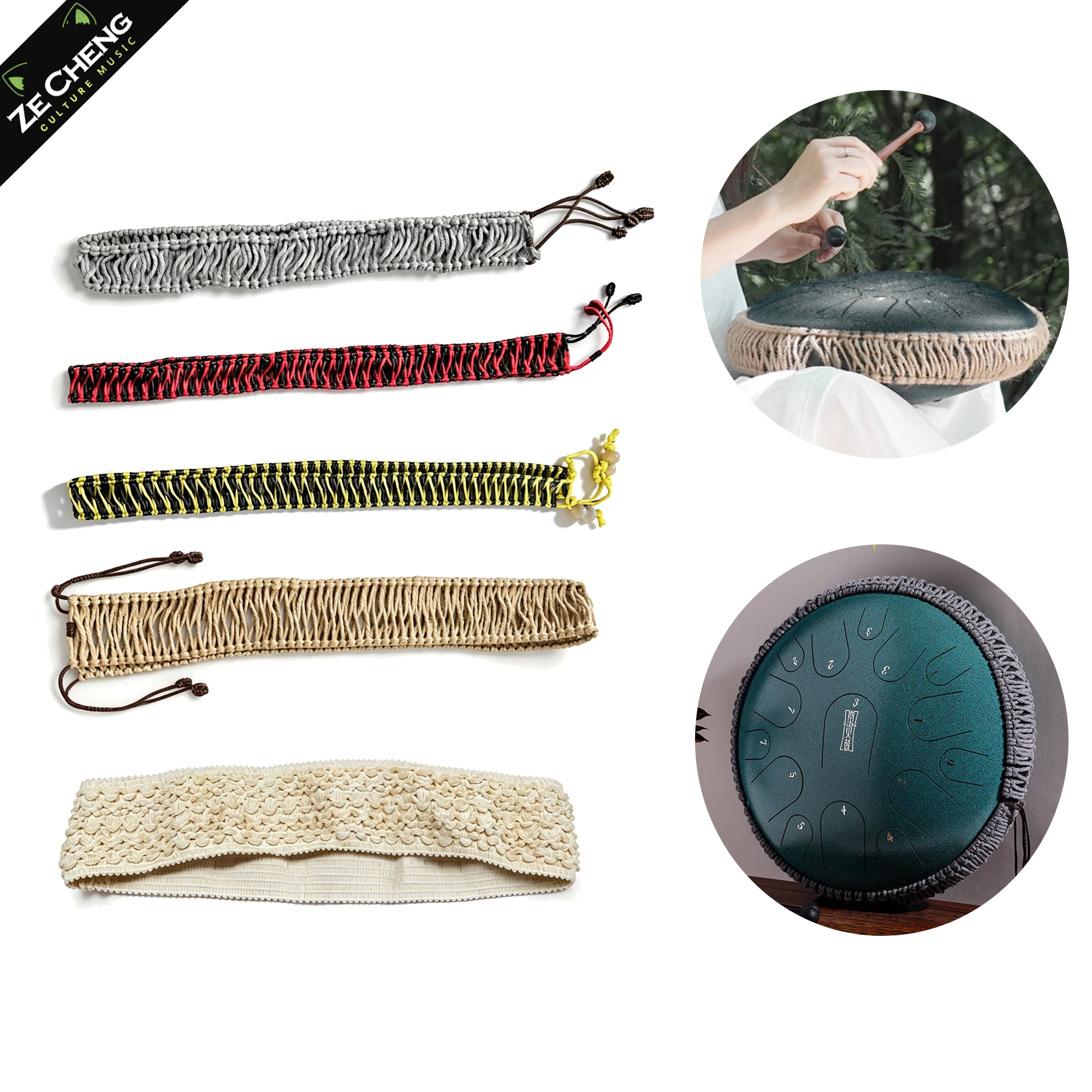 Replacement Rattan Edge Band for 13" 14" Steel Tongue Drum, Handmade Woven Rope Protector Ring, Instrument Drum Accessories