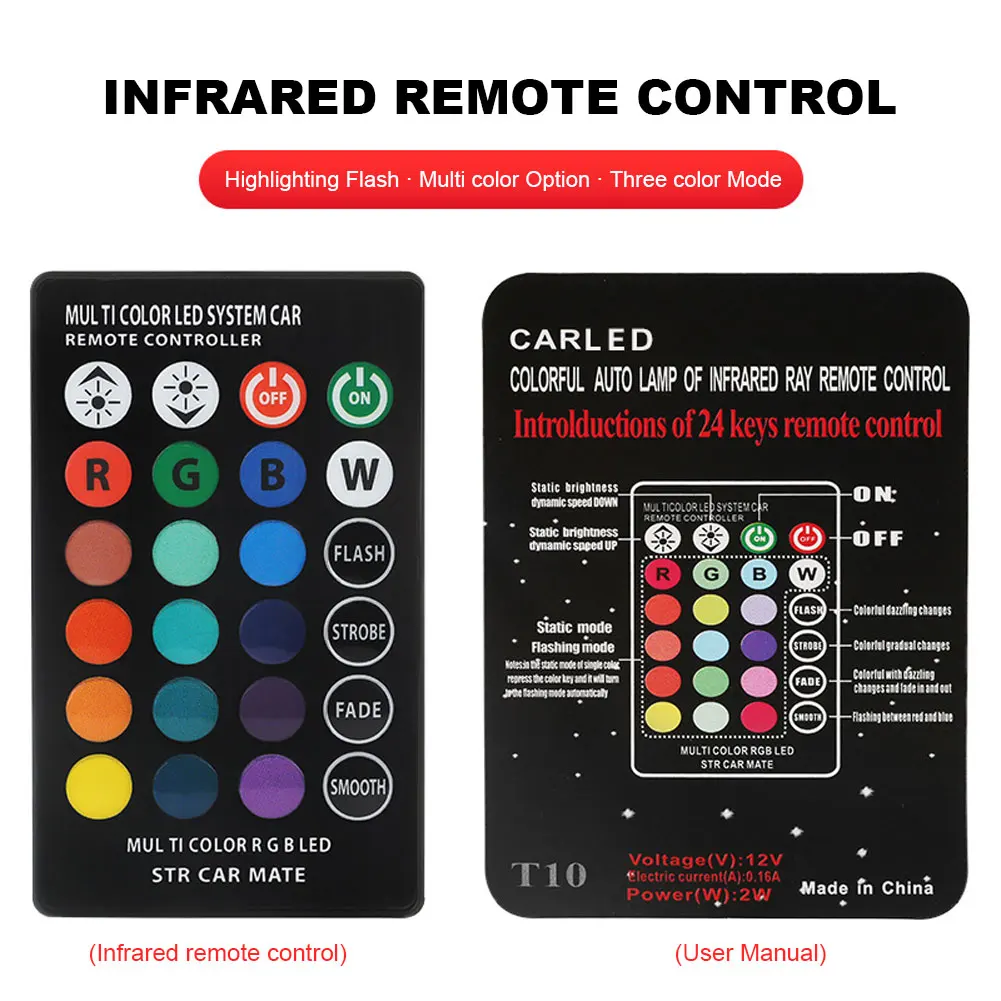 2 шт. автомобильные боковые фонари T10 RGB, светодиодные габаритные огни 6SMD 5050, суперяркие, с пультом дистанционного управления для авто
2 шт. автомобильные боковые фонари T10 RGB, светодиодные габаритные огни 6SMD 5050, суперяркие, с пультом дистанционного управления для авто