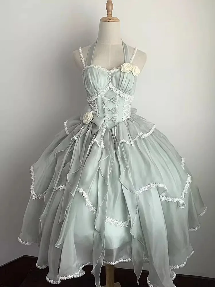 Elegant Princess Style JSK Dress in Pastel Green Color with Floral Print Long Skirt for Young Women Spring Summer Autumn Wear
Elegant Princess Style JSK Dress in Pastel Green Color with Floral Print Long Skirt for Young Women Spring Summer Autumn Wear