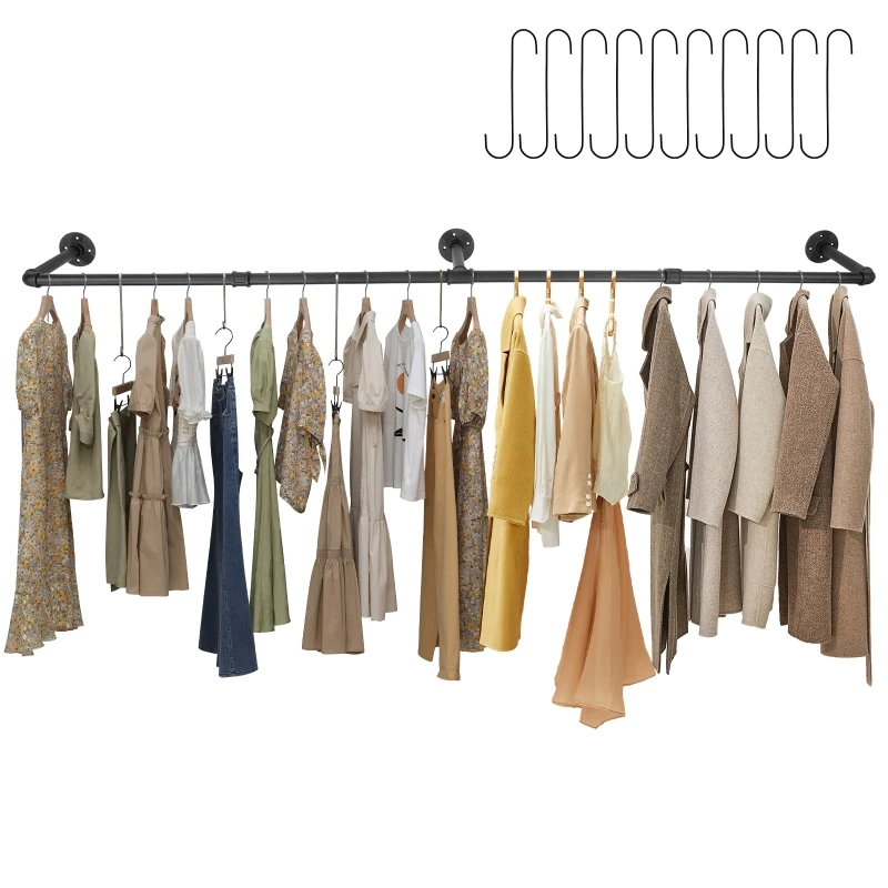 Wall-mounted Garment Pipe Rack Closet Organizer Garment Hanging Rod Bedroom Hall Industrial Pipe Clothes Rail Rack with 10 Hooks
Wall-mounted Garment Pipe Rack Closet Organizer Garment Hanging Rod Bedroom Hall Industrial Pipe Clothes Rail Rack with 10 Hooks