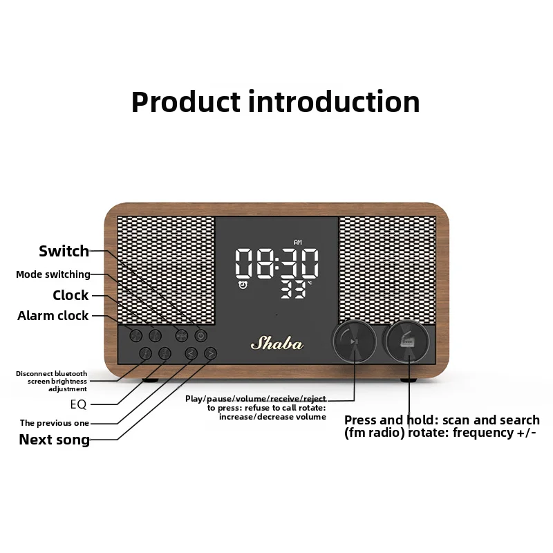 Ретро Bluetooth-динамик, деревянная классическая система домашнего кинотеатра с FM-радио, сабвуфер, светодиодный экран, показывает температуру
Ретро Bluetooth-динамик, деревянная классическая система домашнего кинотеатра с FM-радио, сабвуфер, светодиодный экран, показывает температуру