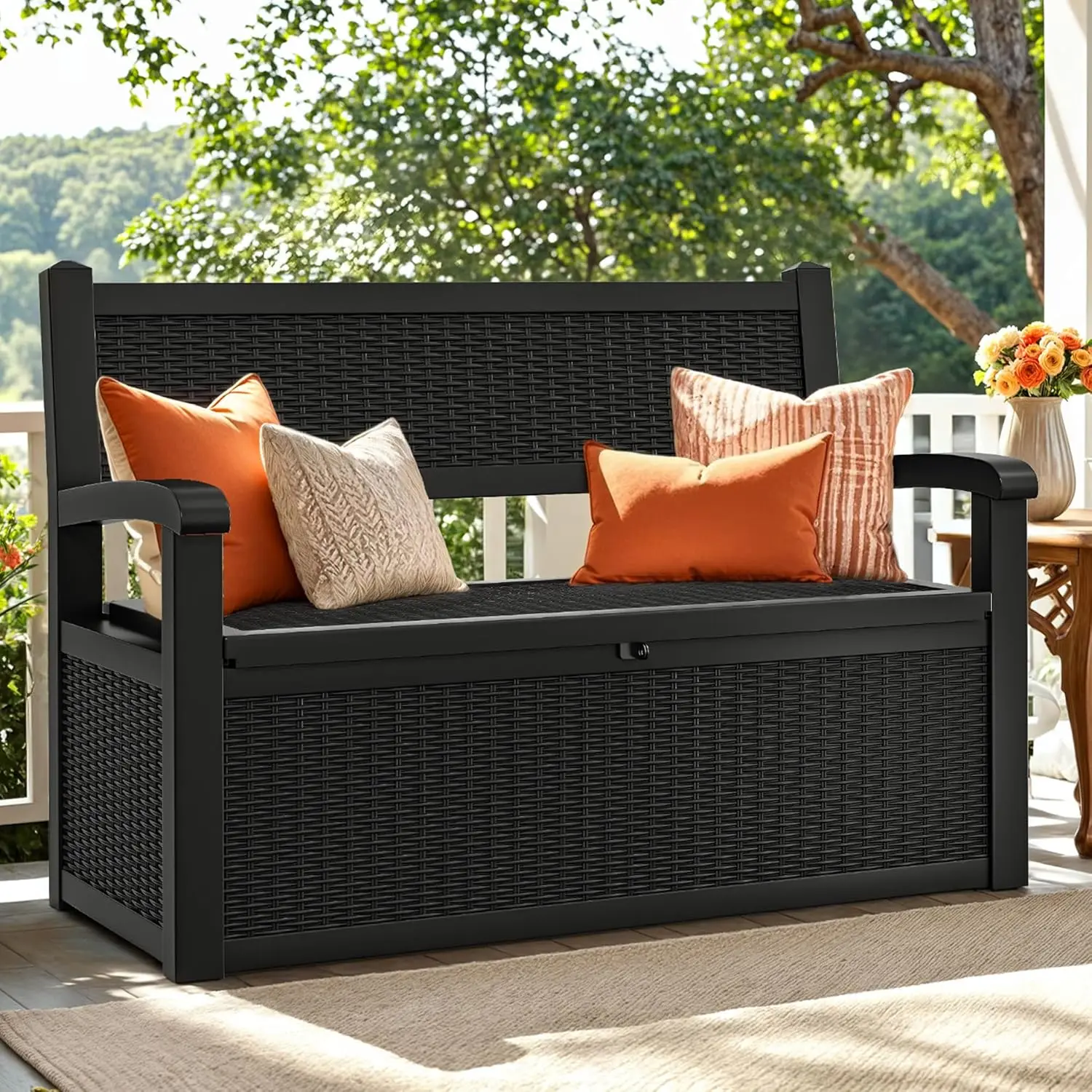 70 Gallon Deck Bench with Storage, Outdoor Storage Box Bench with Armrests for Patio Garden Pool Porch, Waterproof & Lockable,
70 Gallon Deck Bench with Storage, Outdoor Storage Box Bench with Armrests for Patio Garden Pool Porch, Waterproof & Lockable,