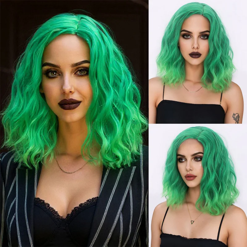 European and American fashion synthetic fiber for women, side-parted bubble curly colorful short hair, Halloween cosplay wig
European and American fashion synthetic fiber for women, side-parted bubble curly colorful short hair, Halloween cosplay wig