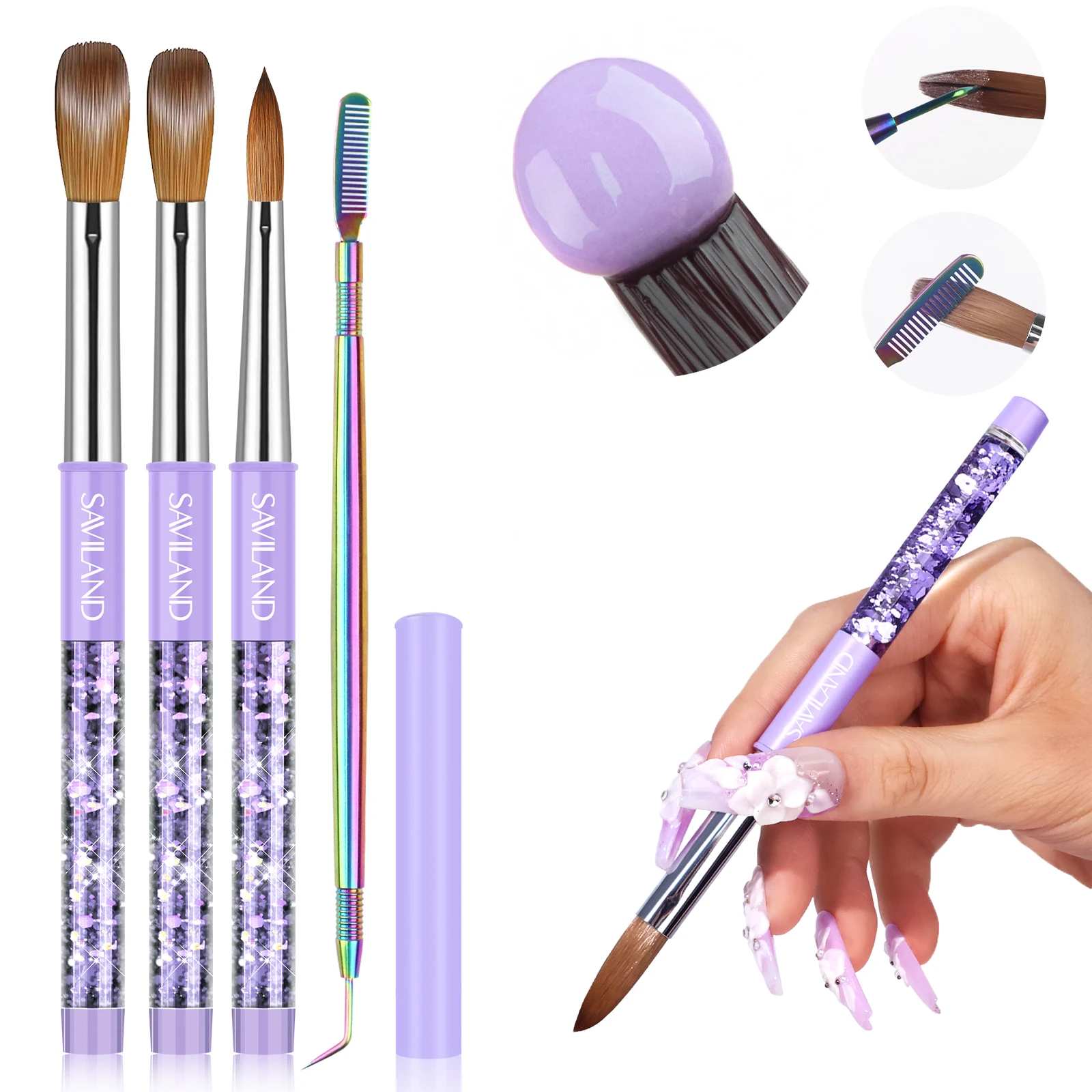 SAVILAND Professional Kolinsky Acrylic Nail Brushes Set Sizes 6 10 14 for Acrylic Powder Application 3D Nail Art Manicure Home
SAVILAND Professional Kolinsky Acrylic Nail Brushes Set Sizes 6 10 14 for Acrylic Powder Application 3D Nail Art Manicure Home