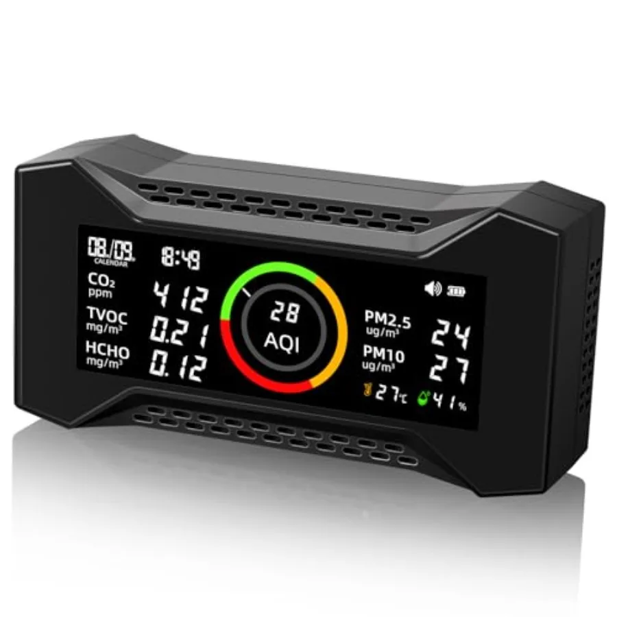 8-in-1 Air Quality Monitor Indoor CF-20 Portable Air Quality Tester CO2 Monitor PM2.5 PM10 CO2 VOC Formaldehyde Humidity Temp W
8-in-1 Air Quality Monitor Indoor CF-20 Portable Air Quality Tester CO2 Monitor PM2.5 PM10 CO2 VOC Formaldehyde Humidity Temp W