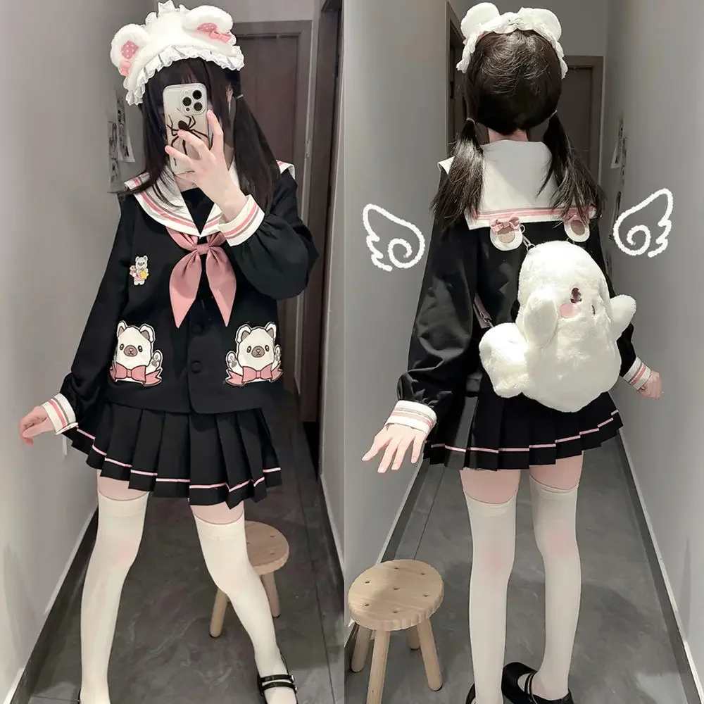 Black and Pink Princess JK Uniform Sailor Suit with Cute Bear Headband Japanese Korean Style Kindergarten Dress Spring Event
Black and Pink Princess JK Uniform Sailor Suit with Cute Bear Headband Japanese Korean Style Kindergarten Dress Spring Event
