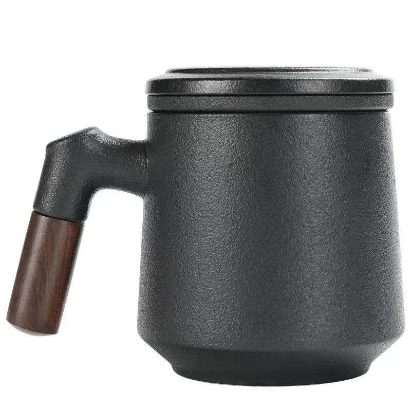 Black pottery mug tea separation water cup wooden handle creative office filter ceramic with lid
Black pottery mug tea separation water cup wooden handle creative office filter ceramic with lid