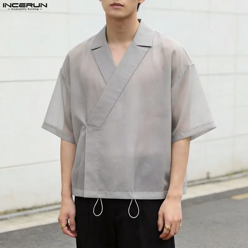 INCERUN Men's Shirt Solid Color Lapel Short Sleeve See Through Men Clothes Summer Loose 2026 Sexy Fashion Casual Tops For Man
INCERUN Men's Shirt Solid Color Lapel Short Sleeve See Through Men Clothes Summer Loose 2026 Sexy Fashion Casual Tops For Man
