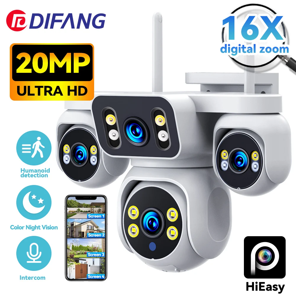 New 10K 20MP WiFi Security Camera 4 Lens 4 Screen 360° CCTV 16X Zoom Waterproof Home Surveillance CCTV Outdoor Street Video Cam
New 10K 20MP WiFi Security Camera 4 Lens 4 Screen 360° CCTV 16X Zoom Waterproof Home Surveillance CCTV Outdoor Street Video Cam