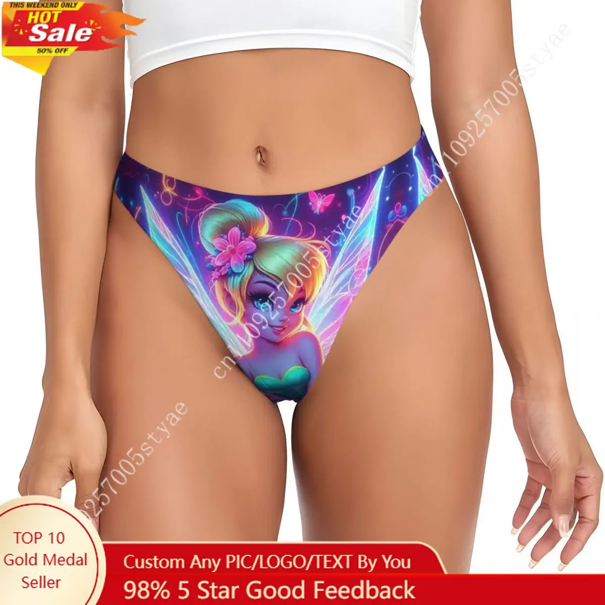 Custom Tinkerbell Cartoons Print Fashion G-string Underwear Women's Breathable Stretch Thongs Panties
Custom Tinkerbell Cartoons Print Fashion G-string Underwear Women's Breathable Stretch Thongs Panties