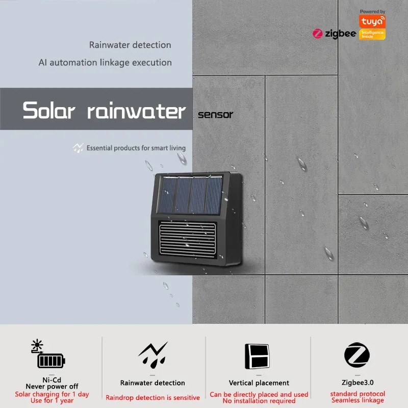 Smart Home Zigbee Solar Rain Sensor Wireless App Control Real-Time Rain Detection for Garden Automation Long battery life
Smart Home Zigbee Solar Rain Sensor Wireless App Control Real-Time Rain Detection for Garden Automation Long battery life