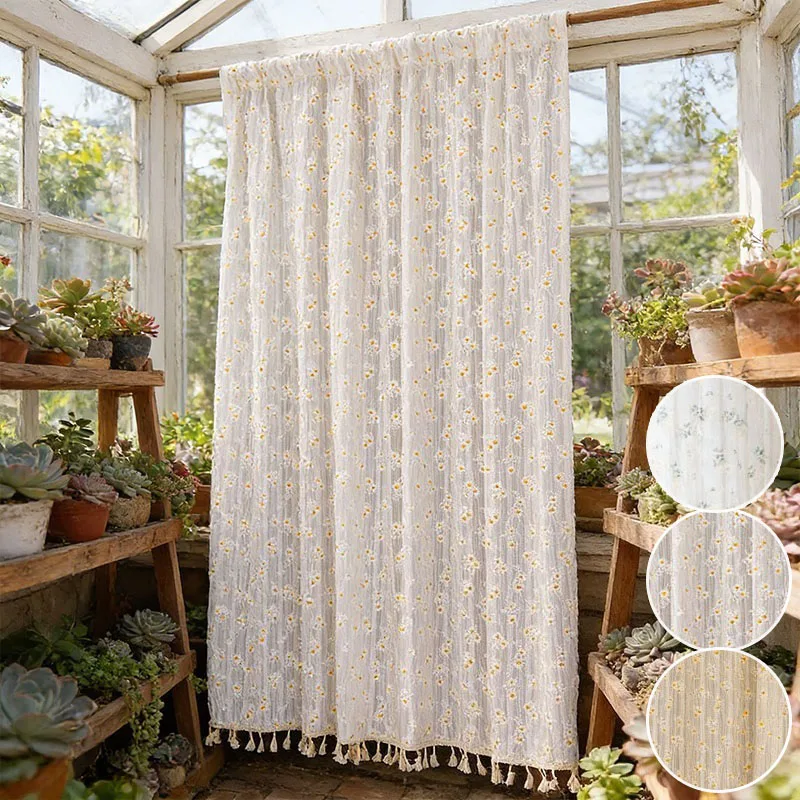 Rural Style Daisy Print Door Curtain Pole Type Polyester Cotton Curtain Home Living Room Balcony Small Door, Window Decoration
Rural Style Daisy Print Door Curtain Pole Type Polyester Cotton Curtain Home Living Room Balcony Small Door, Window Decoration
