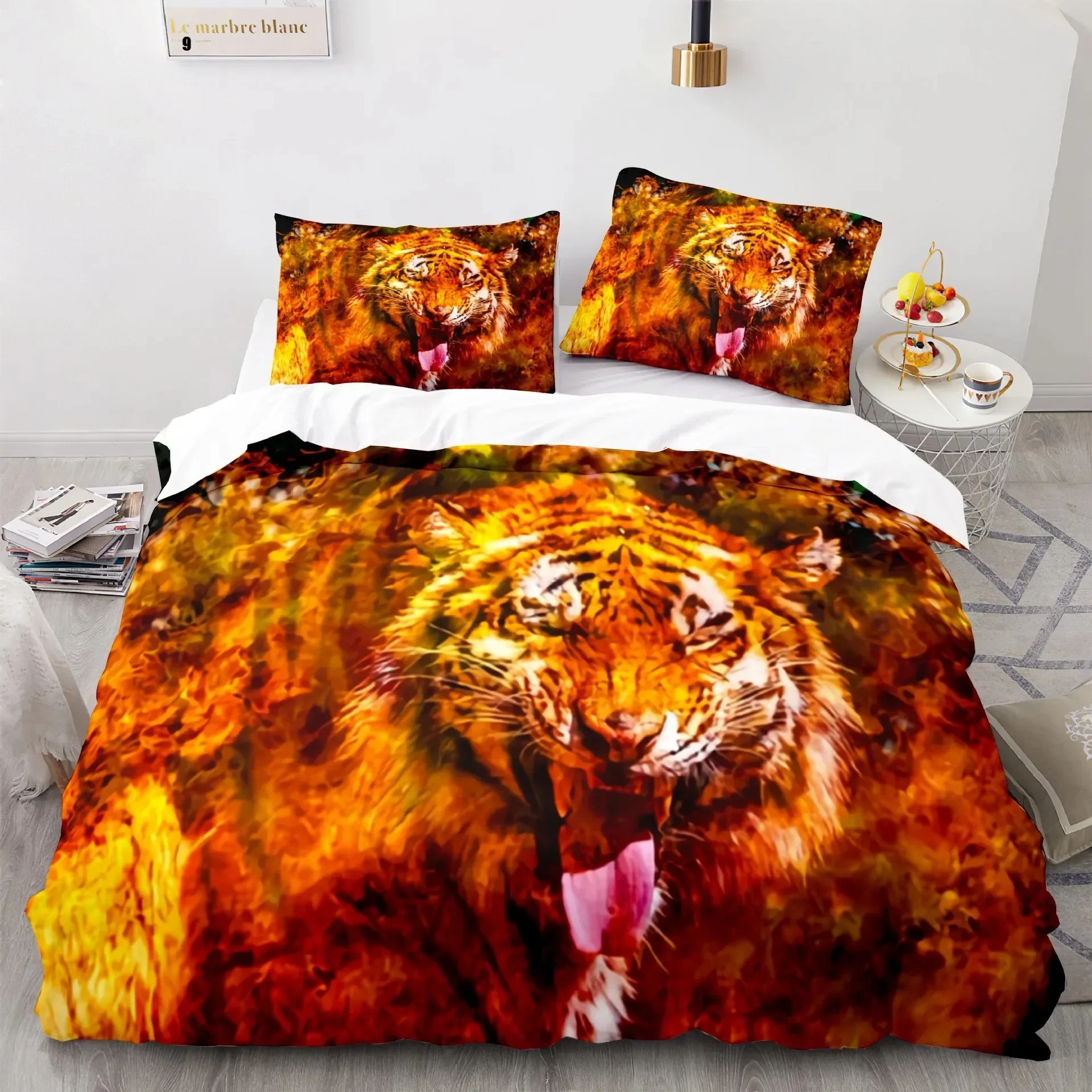 Cool Flame Tiger Animal 3D Comfortable Duvet Quilt Cover Pillowcase Bedding Set Children Bedroom Decoration Home Textile
Cool Flame Tiger Animal 3D Comfortable Duvet Quilt Cover Pillowcase Bedding Set Children Bedroom Decoration Home Textile