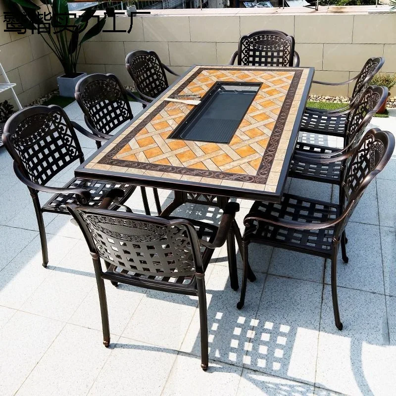 Outdoor barbecue grill patio cast aluminum table and chairs integrated table and chairs rainproof wrought iron charcoal grilled
Outdoor barbecue grill patio cast aluminum table and chairs integrated table and chairs rainproof wrought iron charcoal grilled