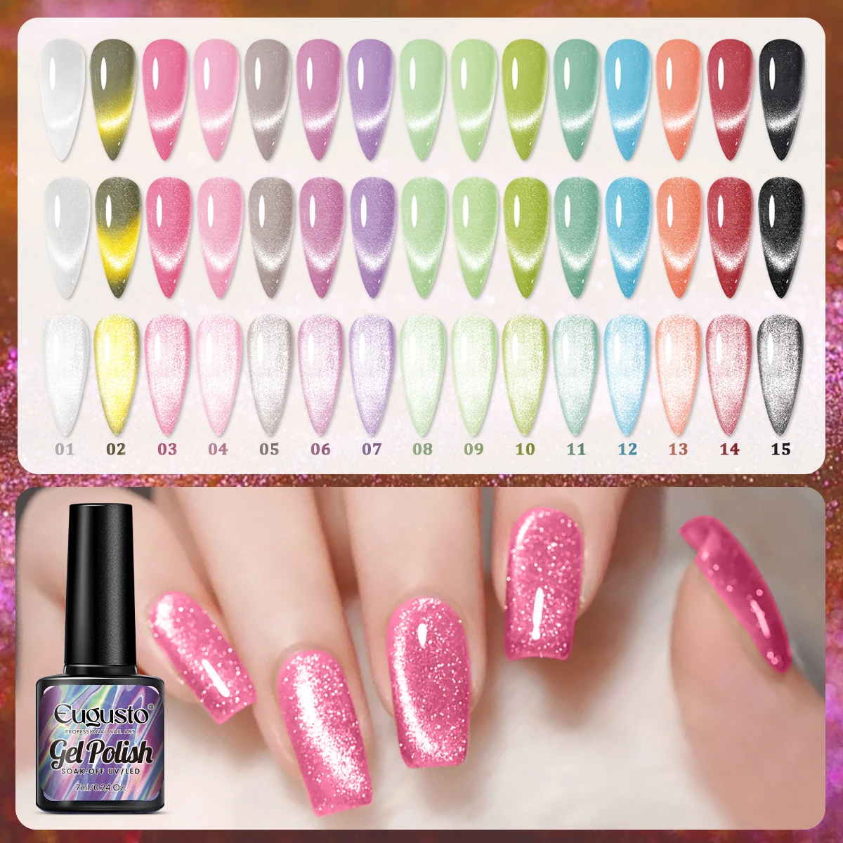 Glitter Cat Eye Gemstone Effect Gel Nail Polish, High Gloss ShineLong Lasting No Chip Manicure, For All Occasions, Easy Nail Art
Glitter Cat Eye Gemstone Effect Gel Nail Polish, High Gloss ShineLong Lasting No Chip Manicure, For All Occasions, Easy Nail Art